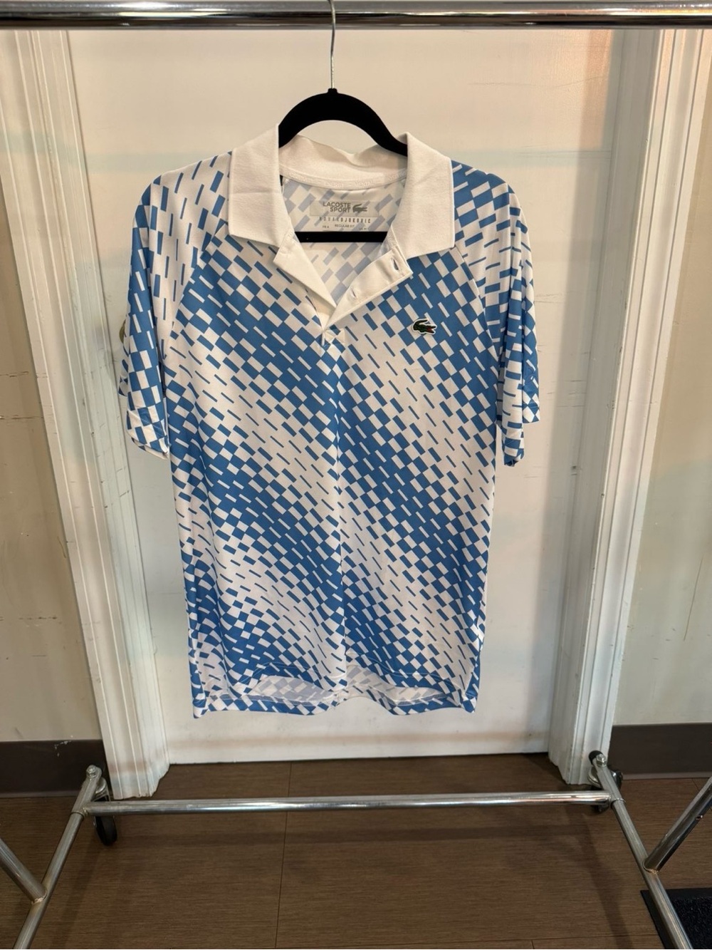 Lacoste Novak Djokovic Men’s Blue & White Geometric Polo Shirt